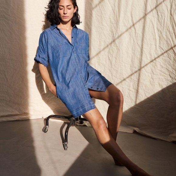 Madewell Dresses & Skirts - Madewell Drop-hem chambray shirtdress EUC M